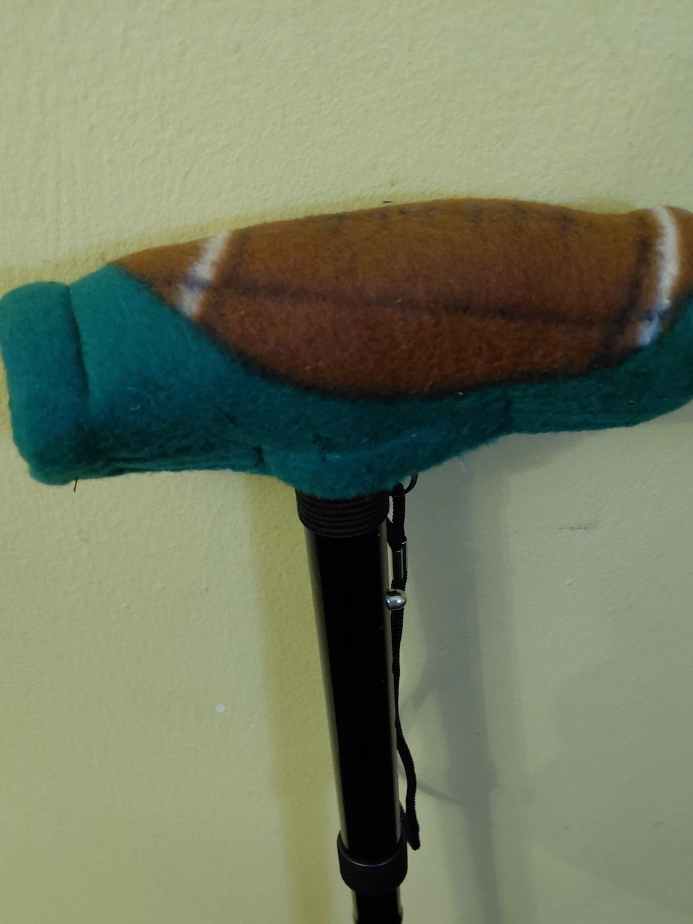 OOAK NEW HANDMADE Plush FLEECE REVERSI Football Handle Cover Winter Green/ Brown